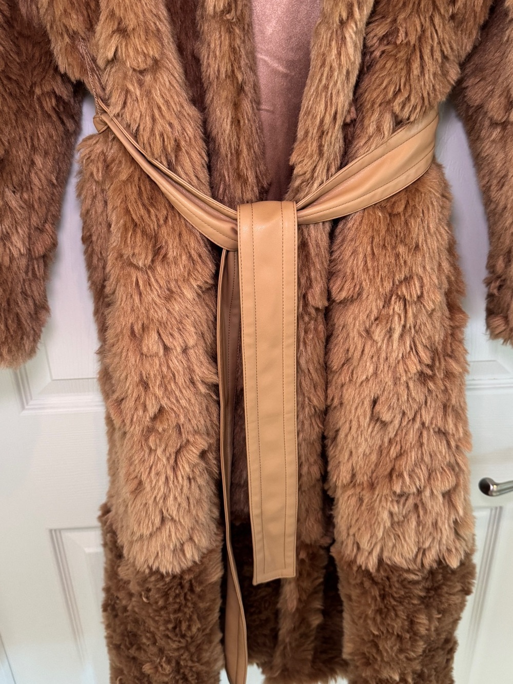 Express Plush Faux Fur Jacket in Camel - Picture 7 of 8